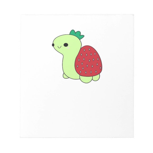Cute green blushing strawberry turtle Classic T-Sh Notepad (Front)