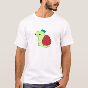Cute green blushing strawberry turtle Classic T-Sh T-Shirt