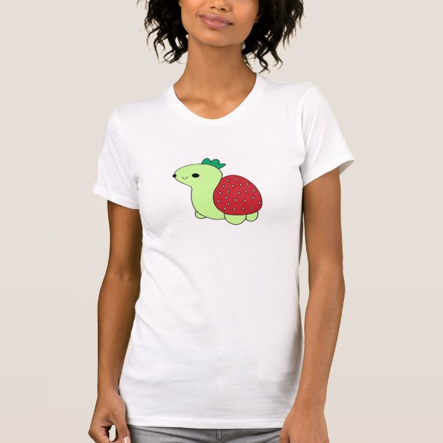 Cute green blushing strawberry turtle Classic T-Sh T-Shirt (Front)