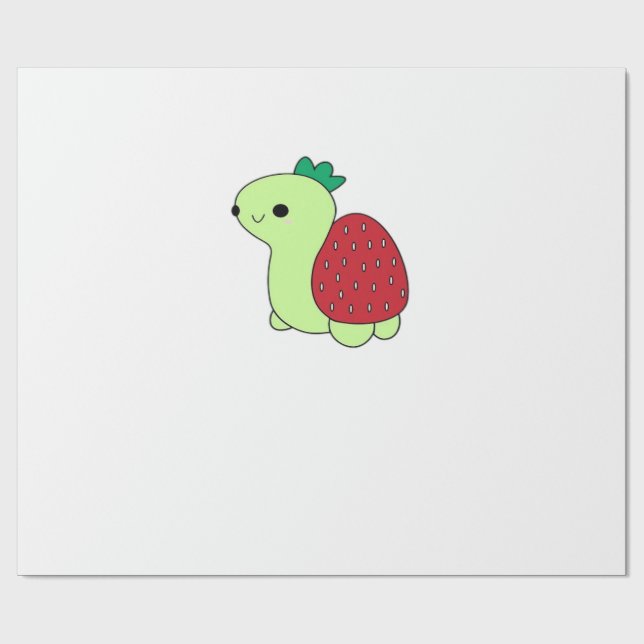 Cute green blushing strawberry turtle Classic T-Sh Wrapping Paper (Flat)