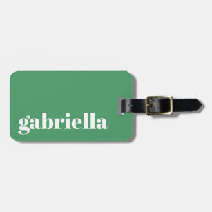Cute Green Bold Typography Personalised Name Luggage Tag