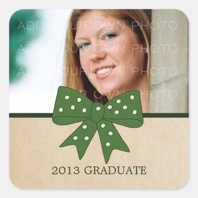 Cute Green Bow Graduation Stickers (Front)