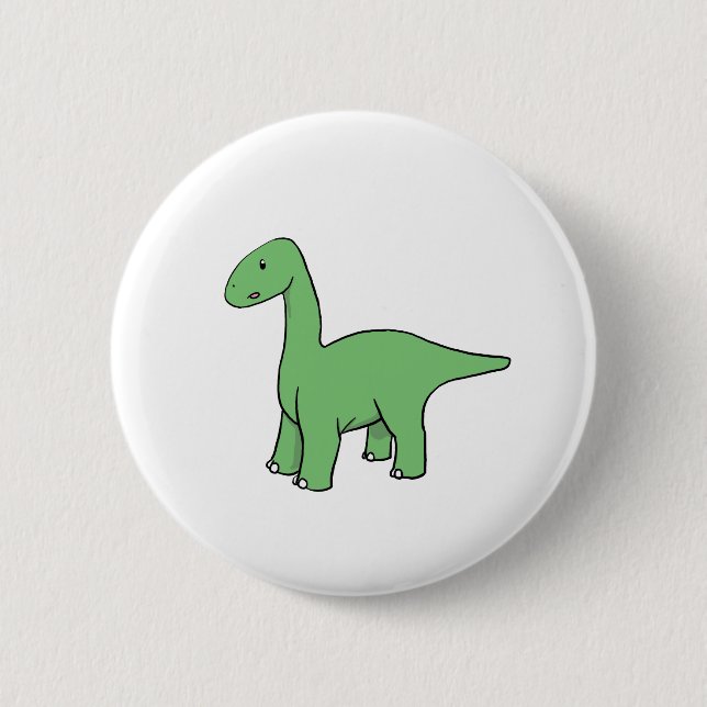 Cute Green Brontosaurus 6 Cm Round Badge (Front)