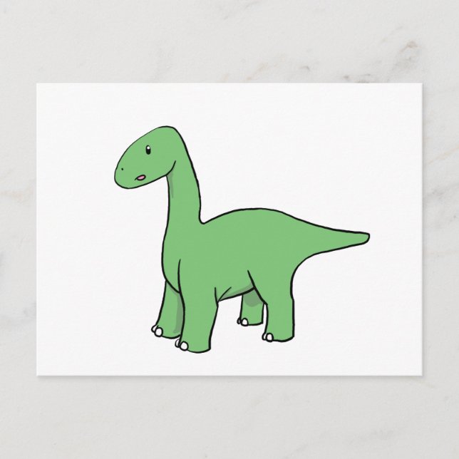Cute Green Brontosaurus Postcard (Front)