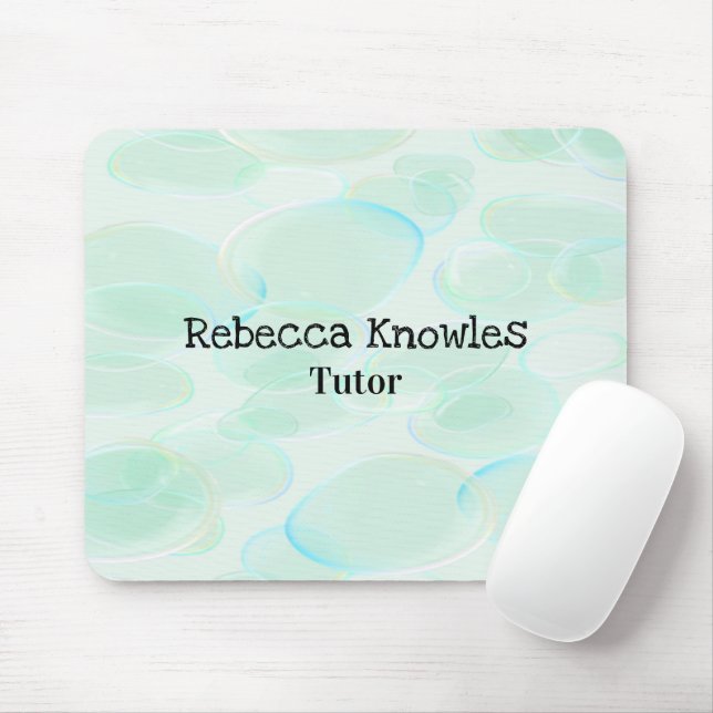 Cute green bubbles pattern mouse pad (With Mouse)