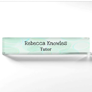 Cute green bubbles pattern nameplate