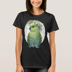 Cute Green Budgie Parakeet Bird Flower Crown Pet B T-Shirt