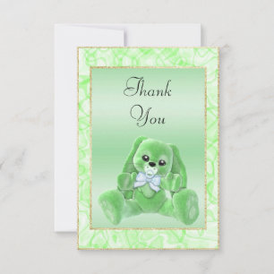 Cute Green Bunny Baby Shower Thank You Card