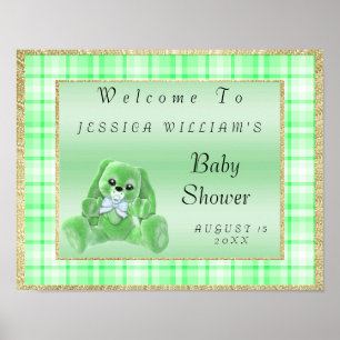 Cute Green Bunny "Welcome" Poster