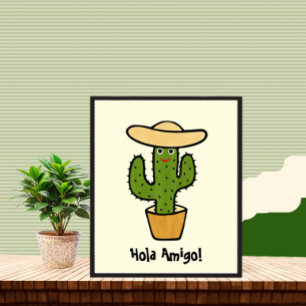 Cute green cactus  poster