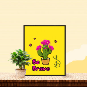 Cute green cactus poster