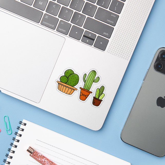 Cute Green Cactus Tree (Laptop w/ iPhone)
