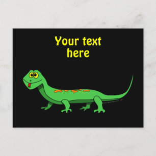 Cute Green Cartoon Lizard Kids Reptile Postcard