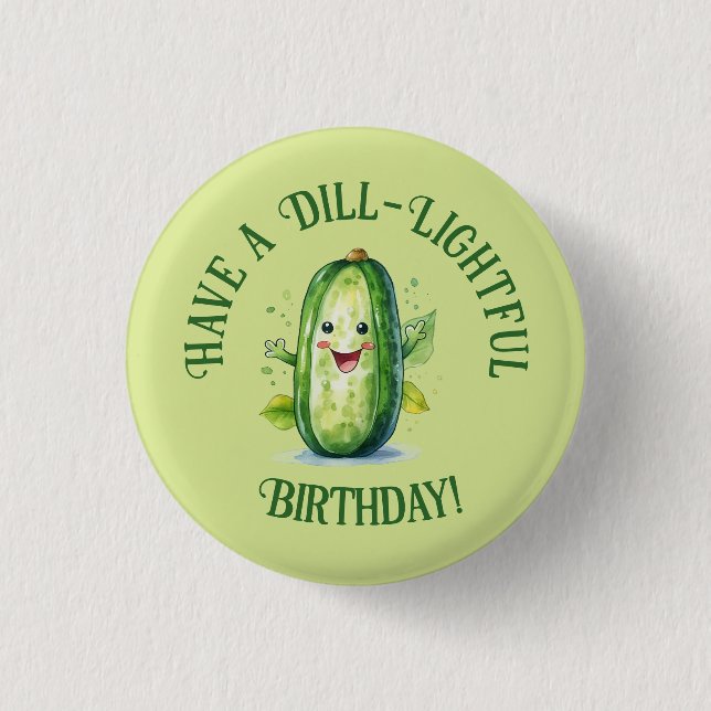 Cute Green Cartoon Pickle Birthday 3 Cm Round Badge (Front)