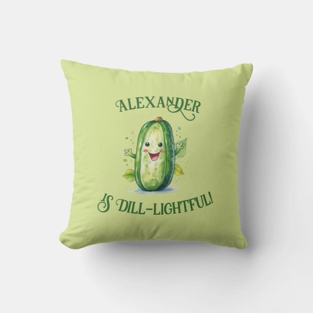 Cute Green Cartoon Pickle Cushion (Front)