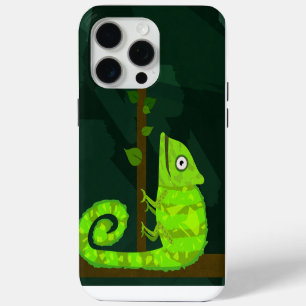 Cute Green Chameleon Illustration Tropical Reptile iPhone 15 Pro Max Case