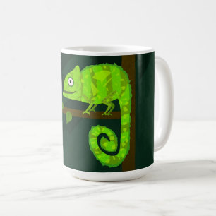 Cute Green Chameleon Illustration Tropical Reptile Coffee Mug