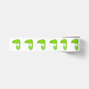 Cute Green Chameleon Illustration Tropical Reptile Grosgrain Ribbon