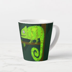 Cute Green Chameleon Illustration Tropical Reptile Latte Mug