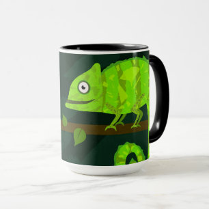 Cute Green Chameleon Illustration Tropical Reptile Mug