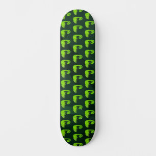 Cute Green Chameleon Illustration Tropical Reptile Skateboard