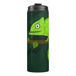 Cute Green Chameleon Illustration Tropical Reptile Thermal Tumbler