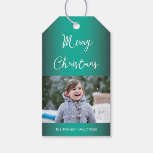 Cute Green Christmas Greetings Gift Tags