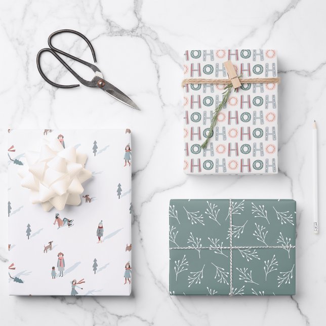 Cute Green Christmas Wrapping Paper (Winter Fun Cute Green Christmas Wrapping Paper by Painted Paperie
)
