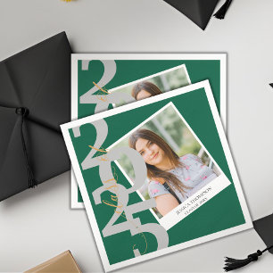 Cute Green Class of 2026 Photo Graduation Party Napkin