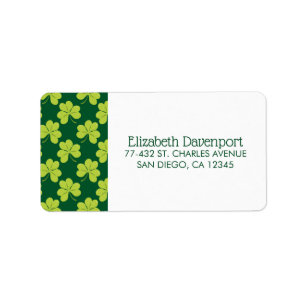 Cute Green Clover Pattern Label