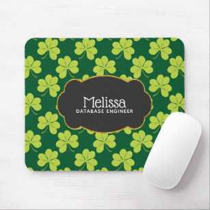 Cute Green Clover Pattern with a Fancy Frame Mouse Pad