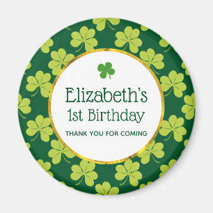 Cute Green Clover Shamrock Pattern Birthday Magnet