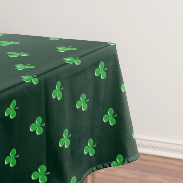 Cute Green Clover Shamrock pattern modern elegant Tablecloth (In Situ)
