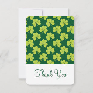 Cute Green Clover Shamrock Pattern Thank You Card