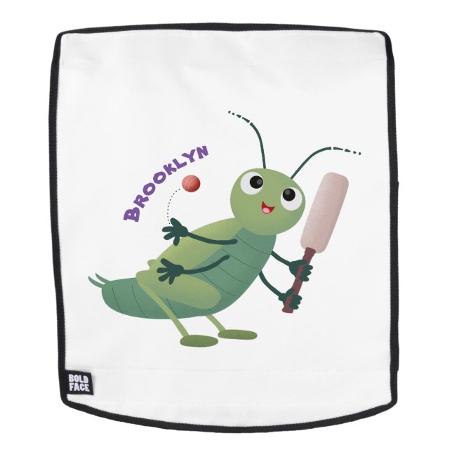 Cute green cricket insect cartoon illustration backpack (Removable Face)