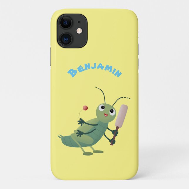 Cute green cricket insect cartoon illustration Case-Mate iPhone case (Back)