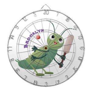 Cute green cricket insect cartoon illustration dartboard
