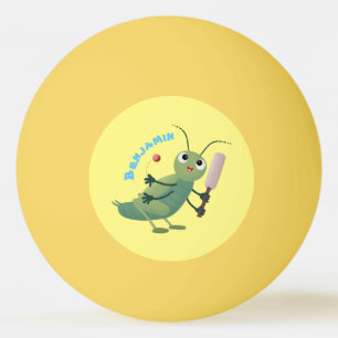 Cute green cricket insect cartoon illustration ping pong ball