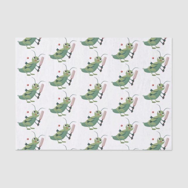 Cute green cricket insect cartoon illustration tissue paper (Front)