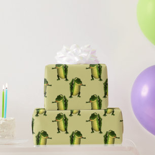 Cute Green Crocodiles Wrapping Paper