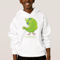 Cute green curious parakeet cartoon illustration