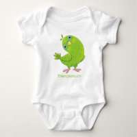 Cute green curious parakeet cartoon illustration