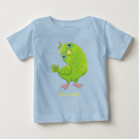 Cute green curious parakeet cartoon illustration