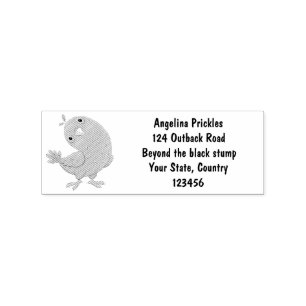 Cute green curious parakeet cartoon illustration rubber stamp