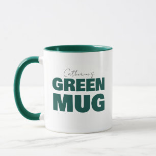 Cute Green Custom Name Script Personalised Mug