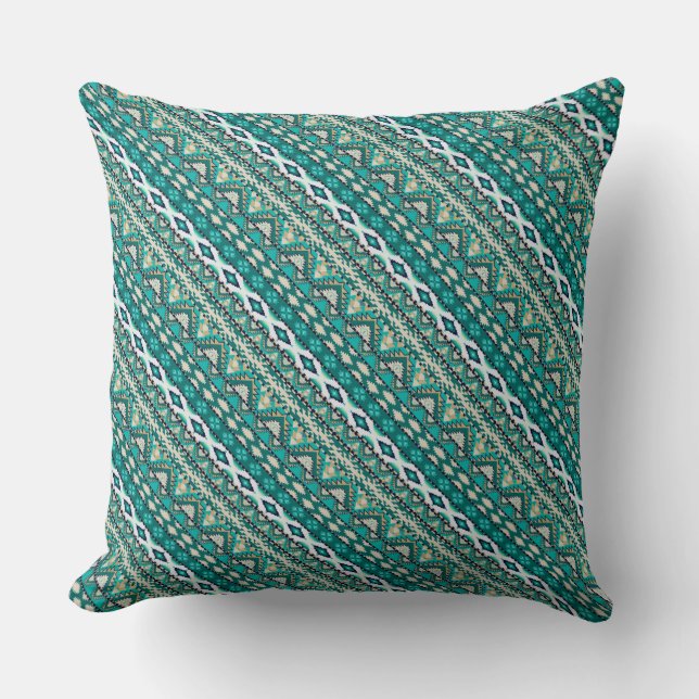 Cute green design aztec patterns design cushion (Front)