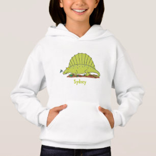 Cute green dimetrodon cartoon illustration