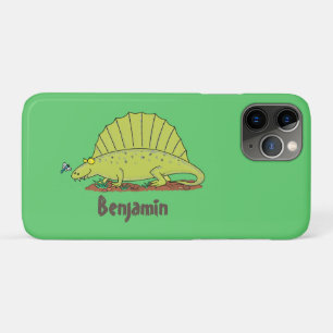Cute green dimetrodon cartoon illustration iPhone 11 pro case
