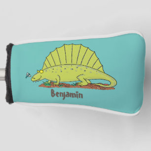 Cute green dimetrodon cartoon illustration golf head cover
