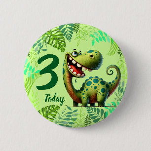 Cute Green Dinosaur 3rd Birthday 6 Cm Round Badge